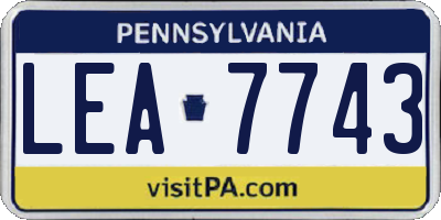 PA license plate LEA7743