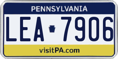 PA license plate LEA7906