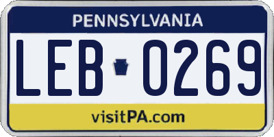 PA license plate LEB0269