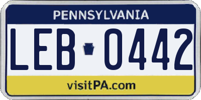 PA license plate LEB0442