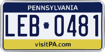 PA license plate LEB0481