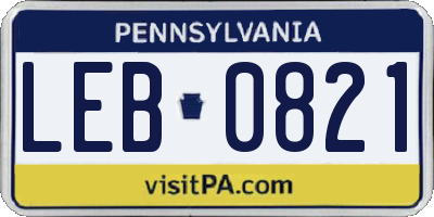 PA license plate LEB0821