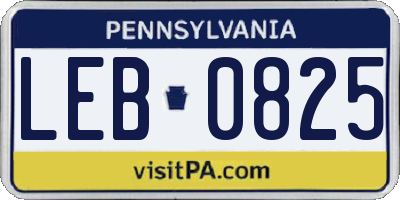 PA license plate LEB0825