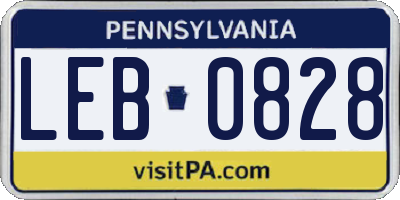 PA license plate LEB0828