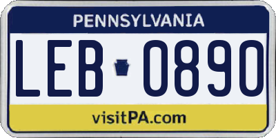 PA license plate LEB0890