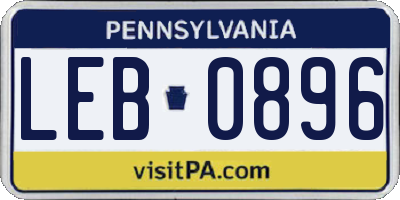 PA license plate LEB0896