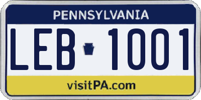 PA license plate LEB1001