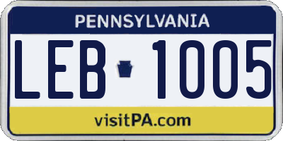 PA license plate LEB1005