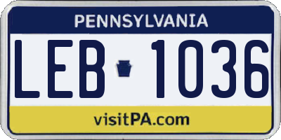 PA license plate LEB1036