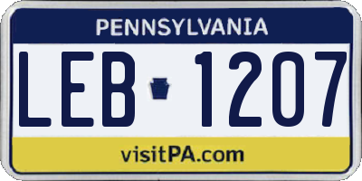 PA license plate LEB1207