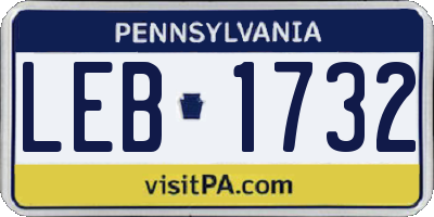 PA license plate LEB1732