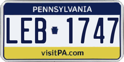 PA license plate LEB1747