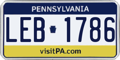 PA license plate LEB1786