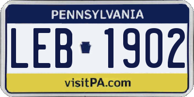 PA license plate LEB1902