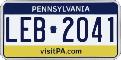 PA license plate LEB2041