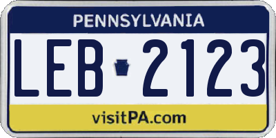 PA license plate LEB2123