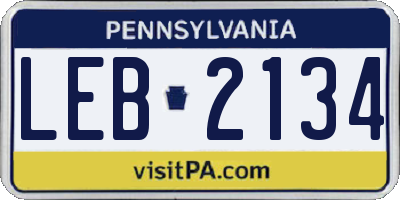 PA license plate LEB2134