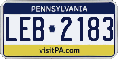 PA license plate LEB2183