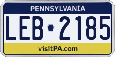 PA license plate LEB2185