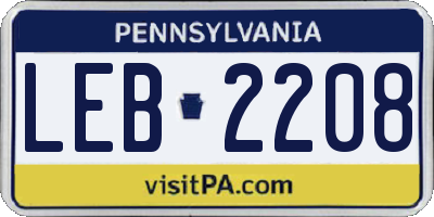 PA license plate LEB2208