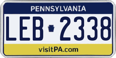 PA license plate LEB2338