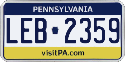 PA license plate LEB2359