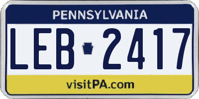 PA license plate LEB2417