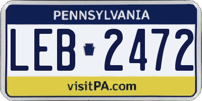 PA license plate LEB2472