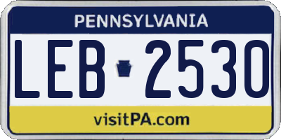 PA license plate LEB2530