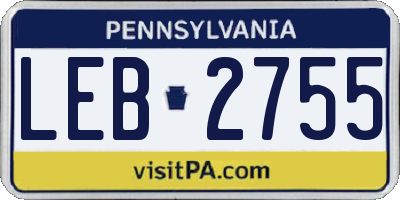 PA license plate LEB2755