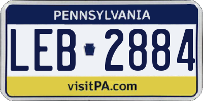 PA license plate LEB2884