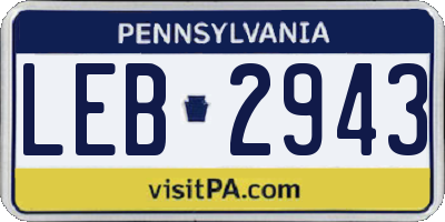 PA license plate LEB2943