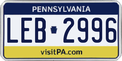 PA license plate LEB2996