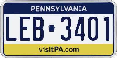 PA license plate LEB3401