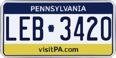PA license plate LEB3420