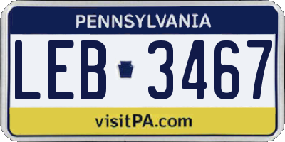 PA license plate LEB3467