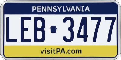 PA license plate LEB3477