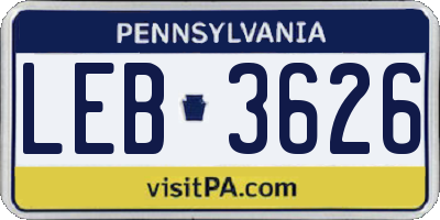 PA license plate LEB3626