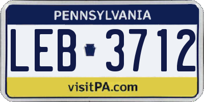 PA license plate LEB3712