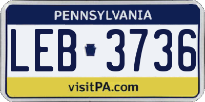 PA license plate LEB3736