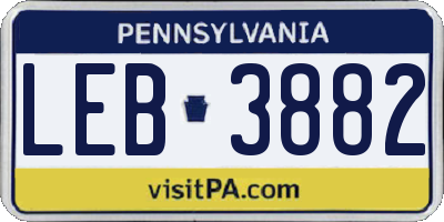 PA license plate LEB3882