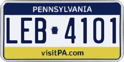 PA license plate LEB4101