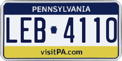 PA license plate LEB4110