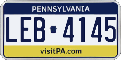 PA license plate LEB4145