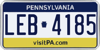 PA license plate LEB4185