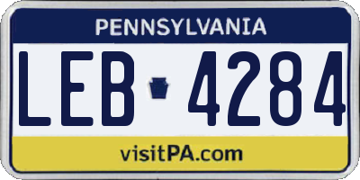 PA license plate LEB4284