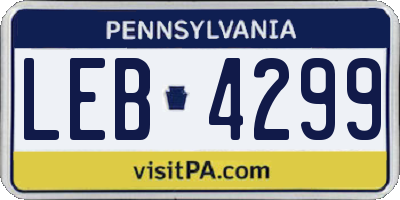 PA license plate LEB4299