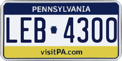 PA license plate LEB4300