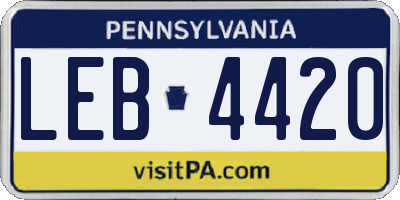 PA license plate LEB4420