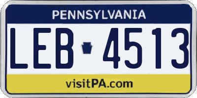 PA license plate LEB4513